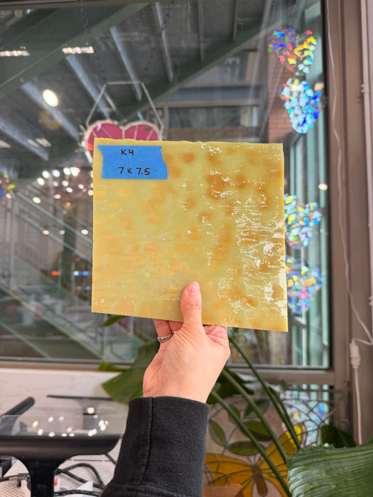 Dark Amber Mottled Youghiogheny Sheet Glass Colorado Glassworks 7x7.5in (YG-69613357)