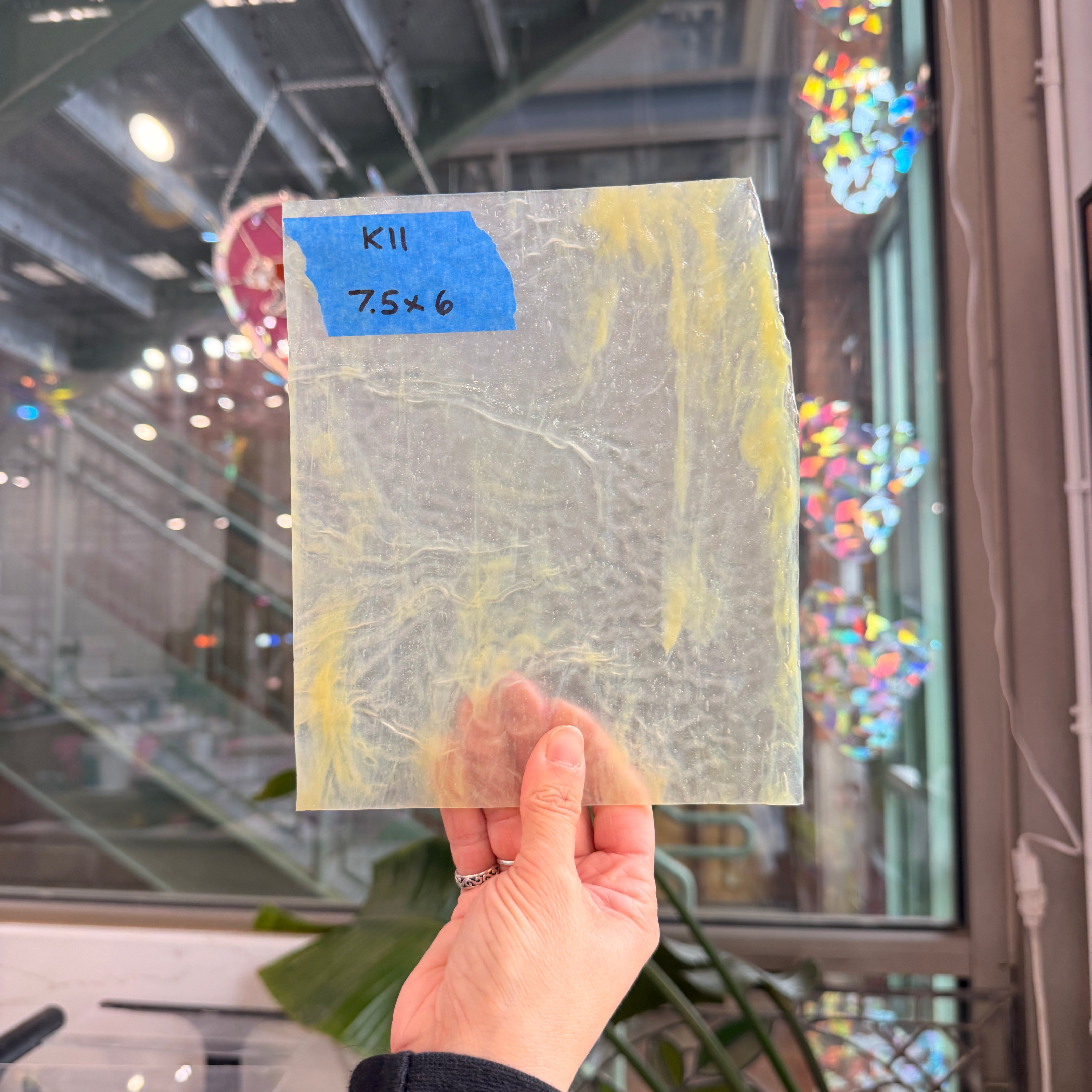 Yellow Stipple Ripple Youghiogheny Sheet Glass Youghiogheny