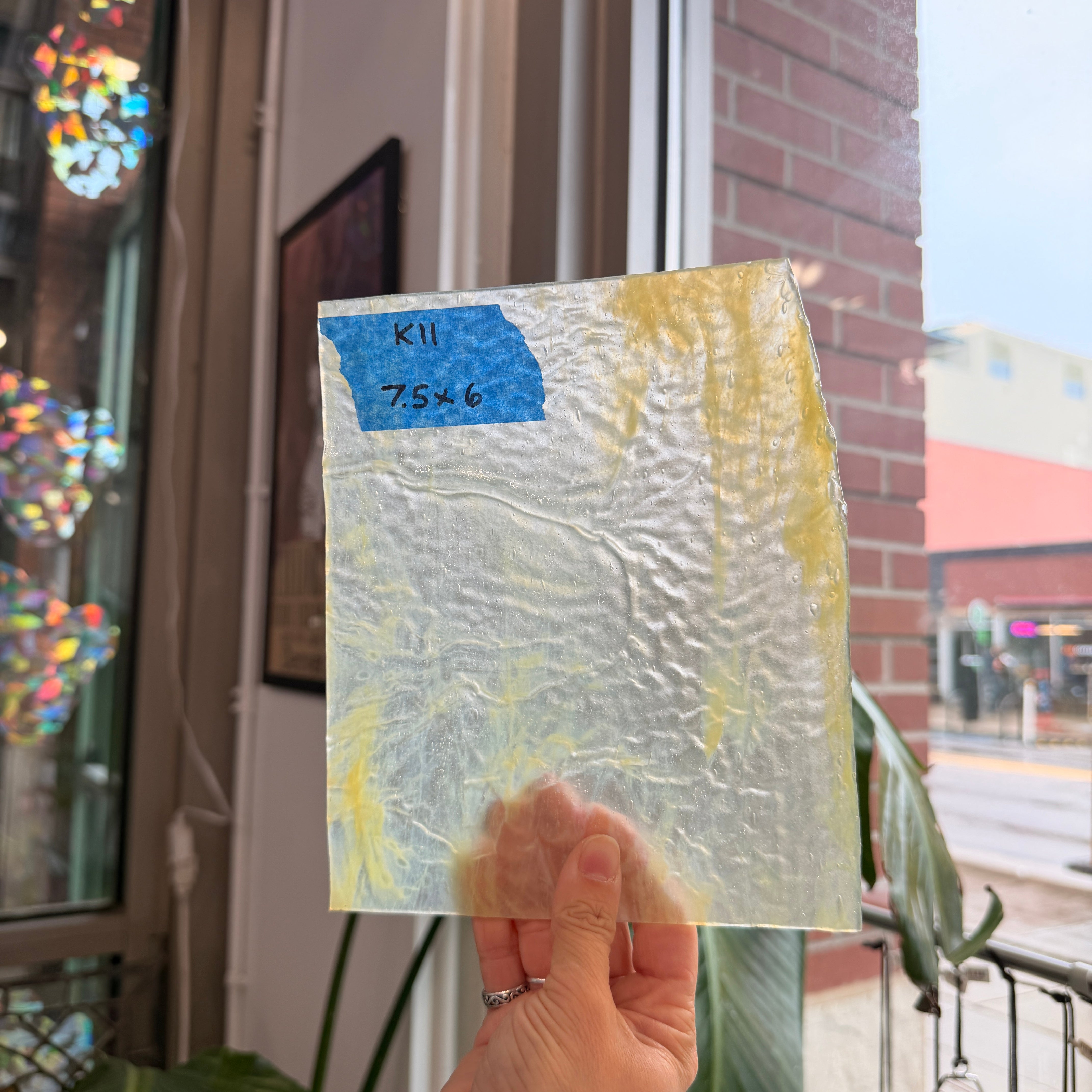 Yellow Stipple Ripple Youghiogheny Sheet Glass Youghiogheny