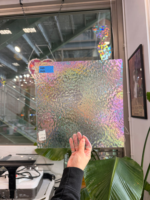 Vintage Iridescent Hammered Spectrum Sheet Glass Colorado Glass Works