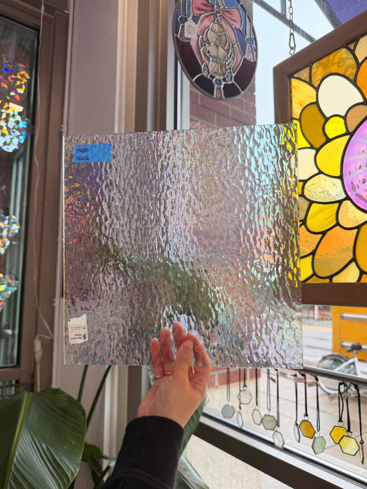 Vintage Iridescent Hammered Spectrum Sheet Glass Colorado Glass Works