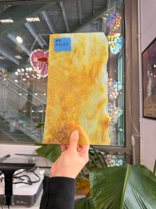 Yellow Mottled Stipple Youghiogheny Sheet Glass Youghiogheny