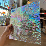 Vintage Spectrum Clear Ripple Iridescent Sheet Glass Colorado Glassworks SP1818 (12x12in)