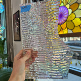 Vintage Spectrum Clear Ripple Iridescent Sheet Glass Colorado Glassworks