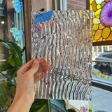 Vintage Spectrum Clear Ripple Iridescent Sheet Glass Colorado Glassworks