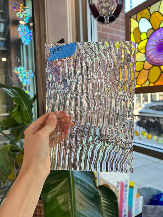 Vintage Spectrum Clear Ripple Iridescent Sheet Glass Colorado Glassworks