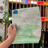 Green White and Purple Opaque Armstrong Sheet Glass Colorado Glassworks   