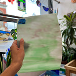 Green White and Purple Opaque Armstrong Sheet Glass Colorado Glassworks   
