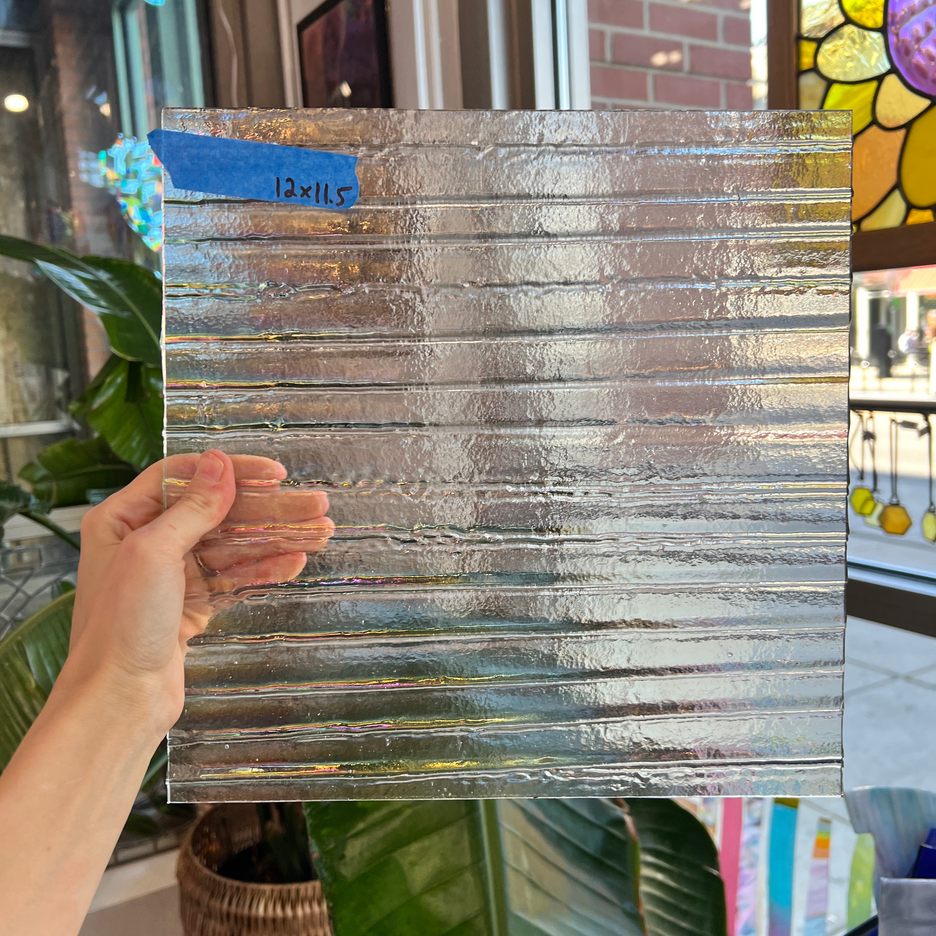 Vintage Iridescent Drapery Clear Bullseye Sheet Glass Bullseye