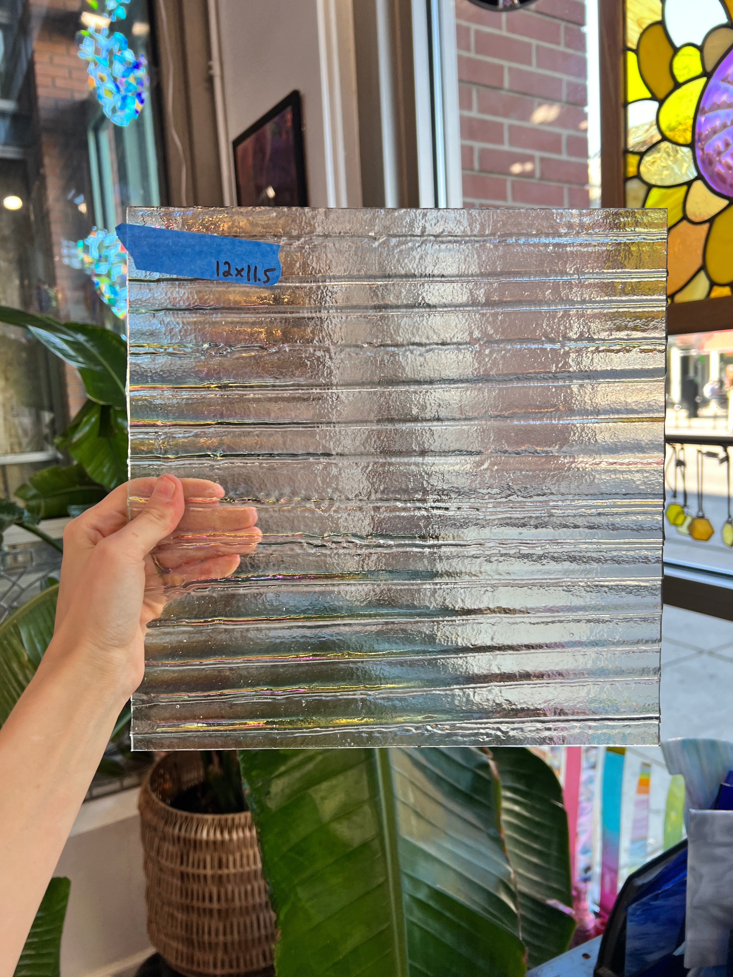 Vintage Iridescent Drapery Clear Bullseye Sheet Glass Bullseye