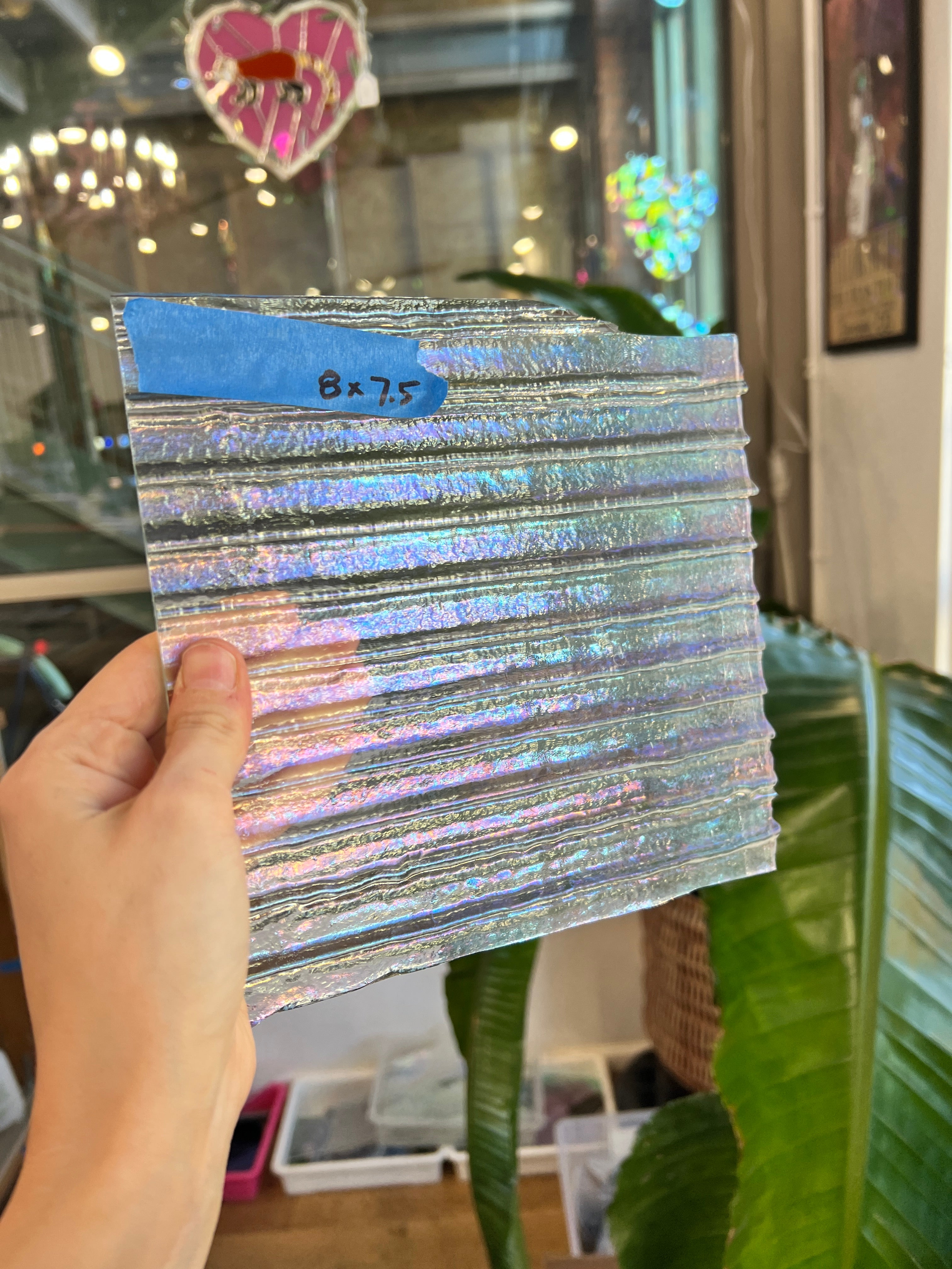 Vintage Iridescent Drapery Clear Bullseye Sheet Glass Bullseye BE871 (8x7.5in)