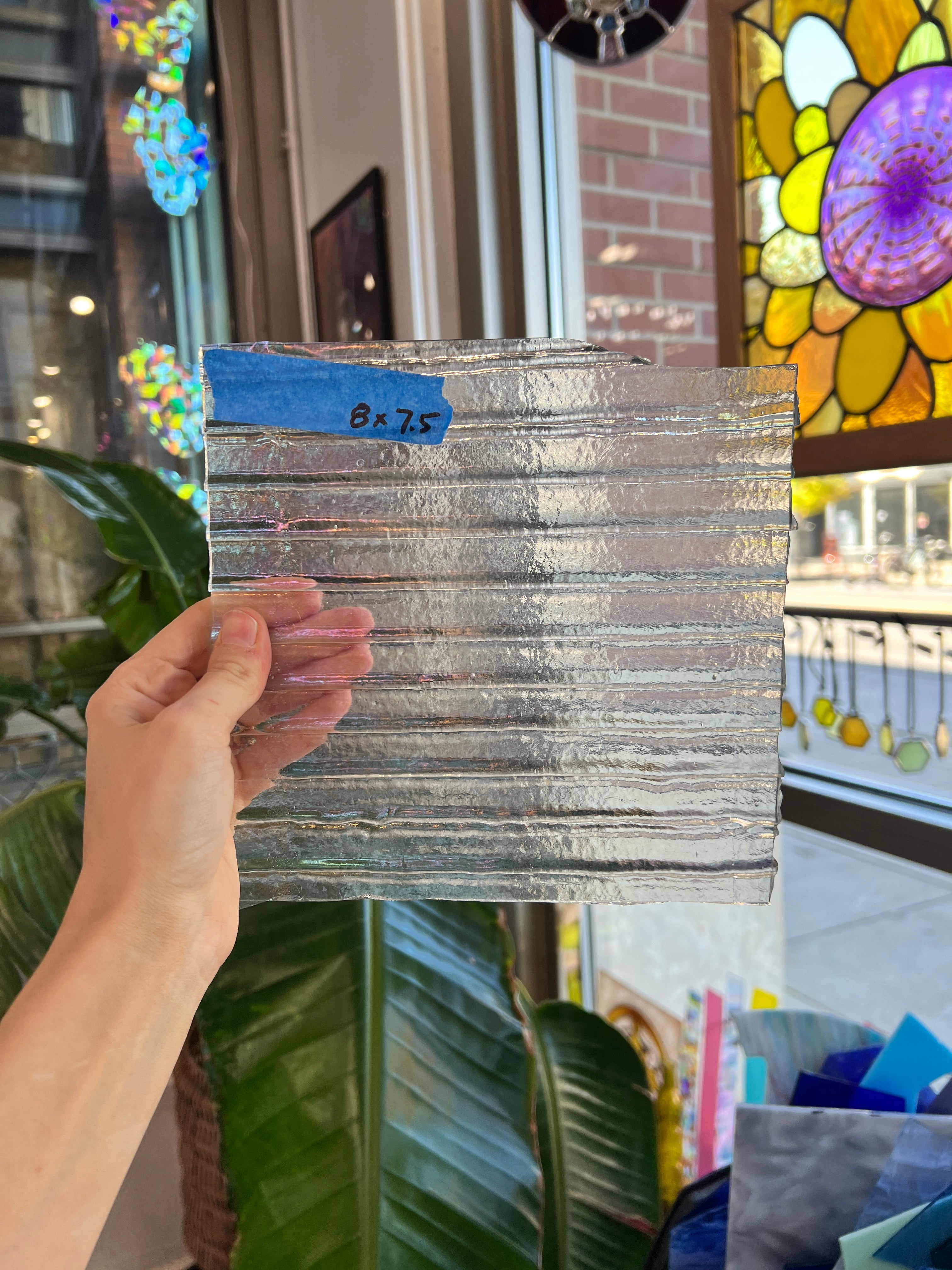Vintage Iridescent Drapery Clear Bullseye Sheet Glass Bullseye