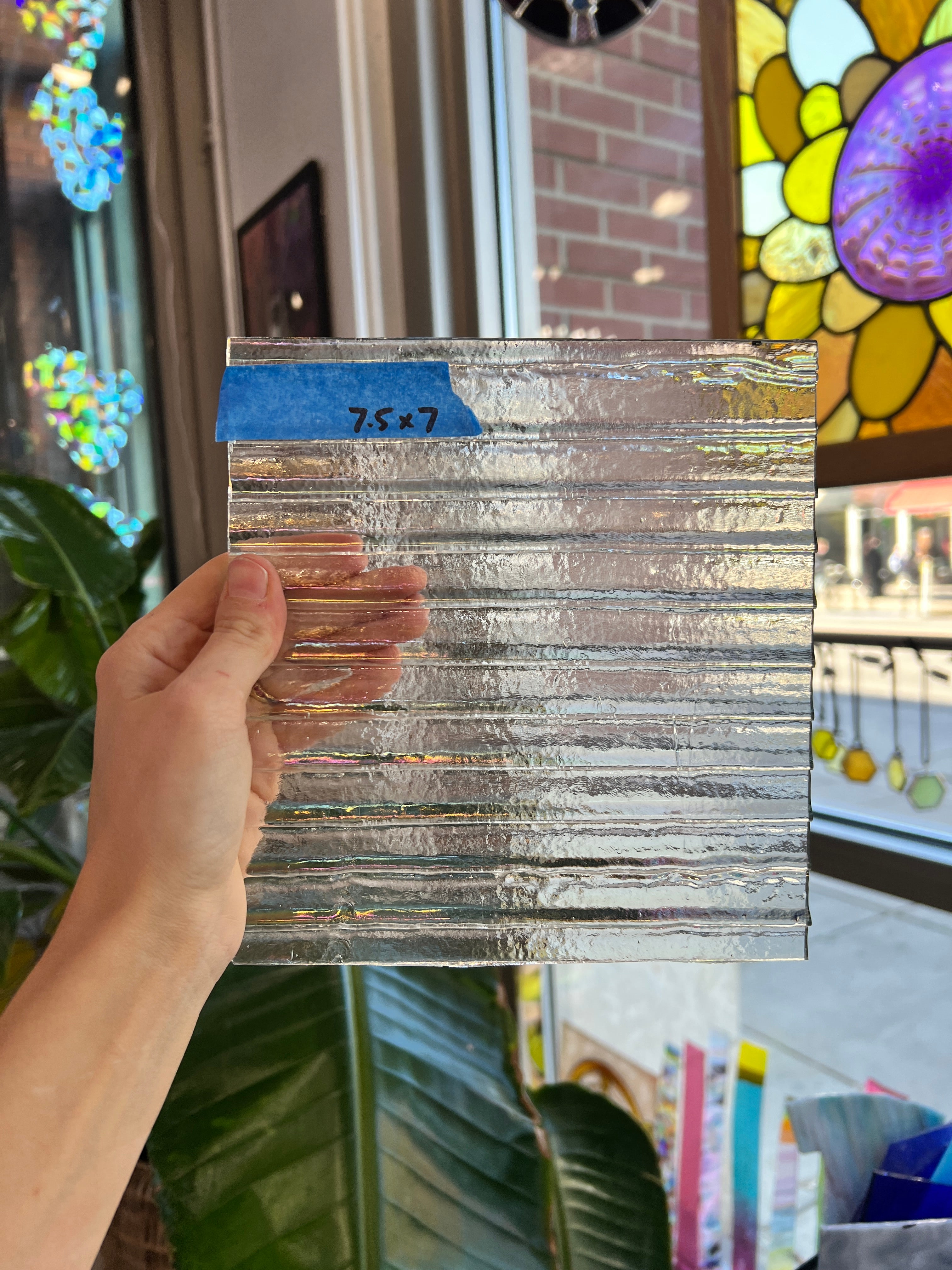 Vintage Iridescent Drapery Clear Bullseye Sheet Glass Bullseye