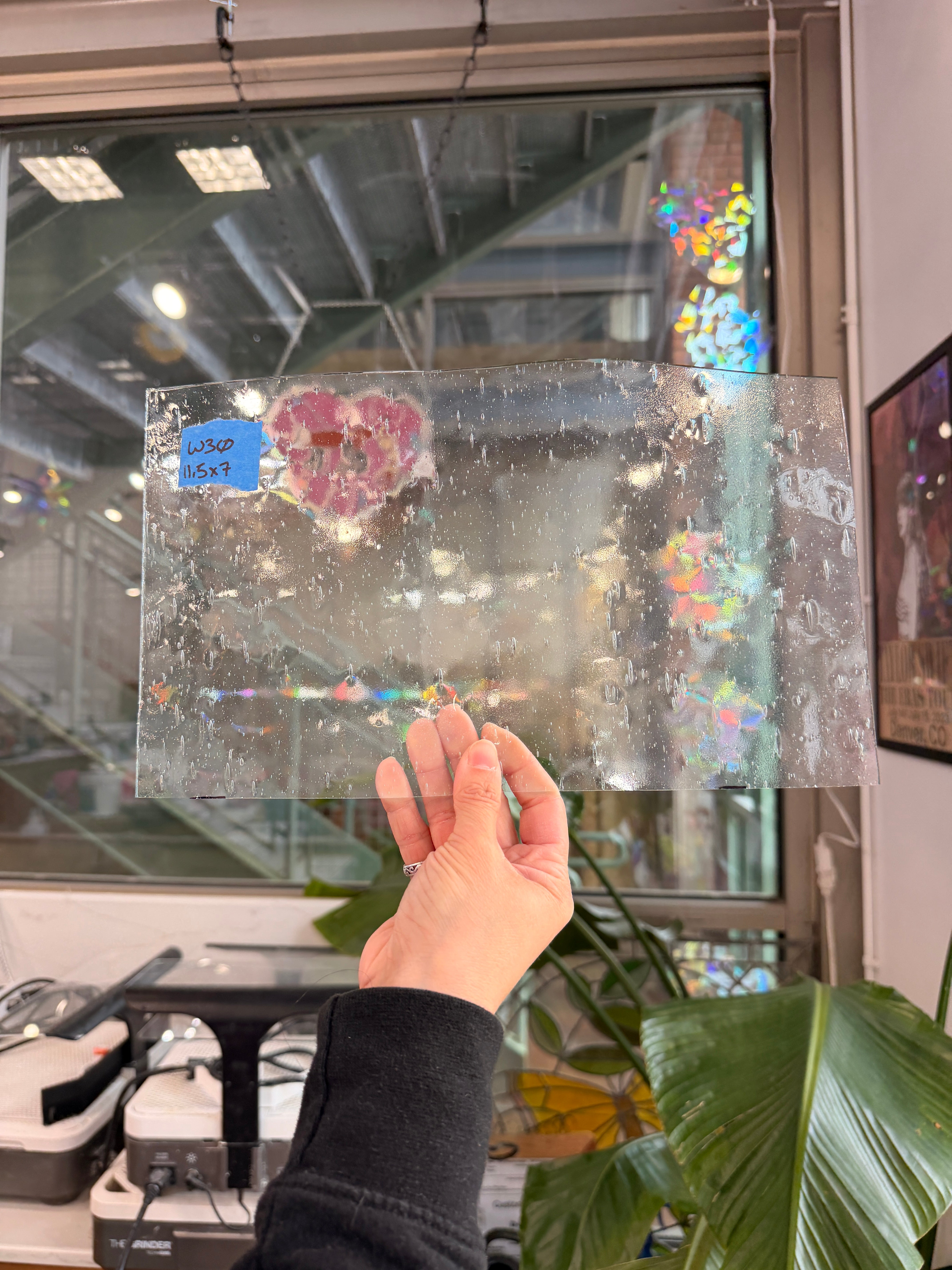 Vintage Transparent Seedy Spectrum Sheet Glass Colorado Glass Works 11.5x7in (SP-80543533)