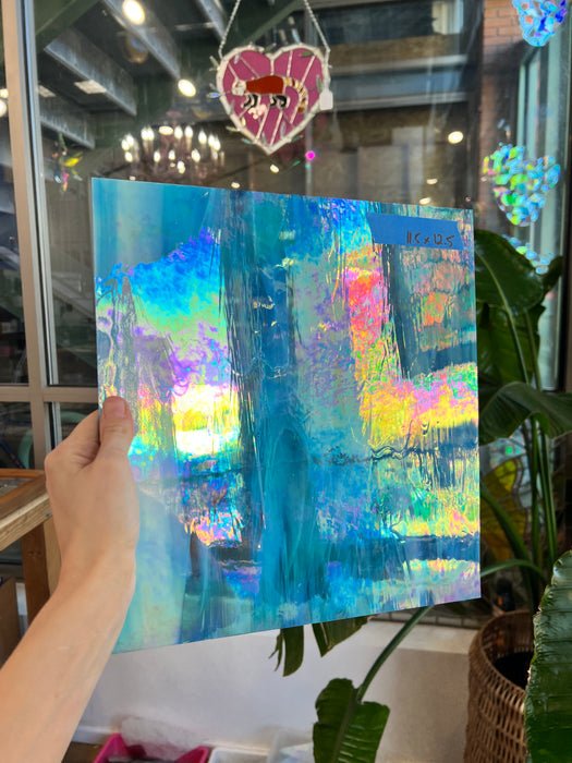 Light Blue Wispy Iridescent Vintage Spectrum Sheet Glass Colorado Glass Works SP1840 (11.5x12.5in)