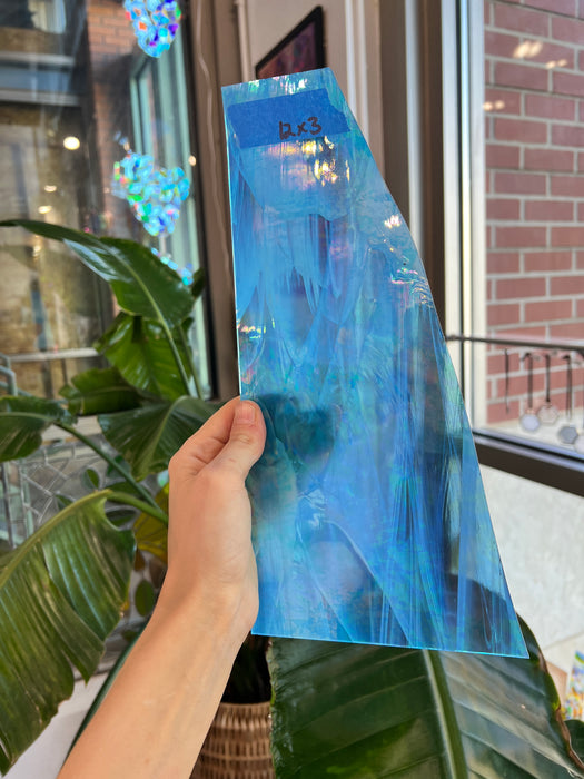 Light Blue Wispy Iridescent Vintage Spectrum Sheet Glass Colorado Glass Works