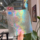 Dewdrop Clear Iridescent Wissmach Sheet Glass Colorado Glassworks 12x11in (WM-39254829)