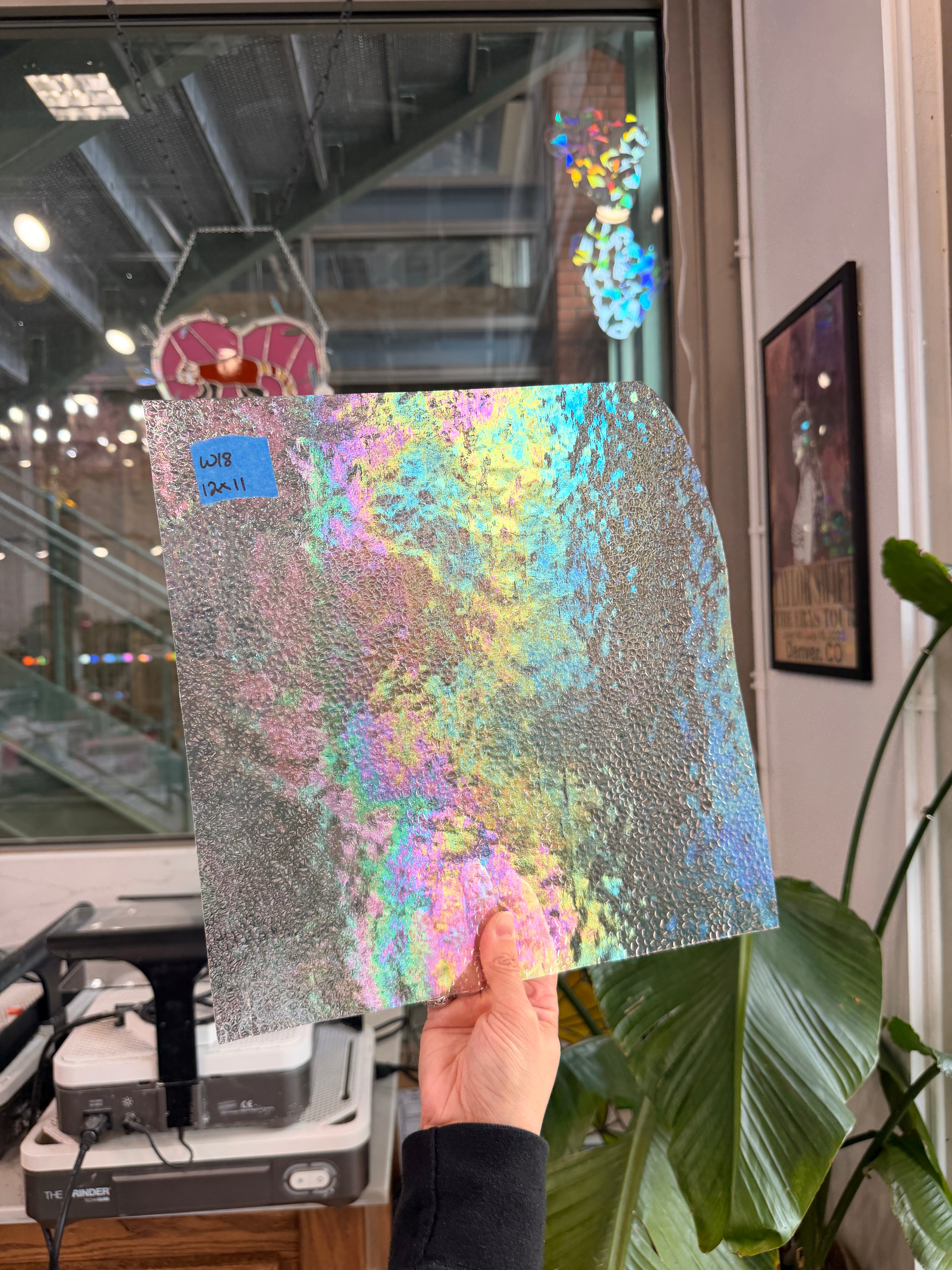 Dewdrop Clear Iridescent Wissmach Sheet Glass Colorado Glassworks 12x11in (WM-39254829)