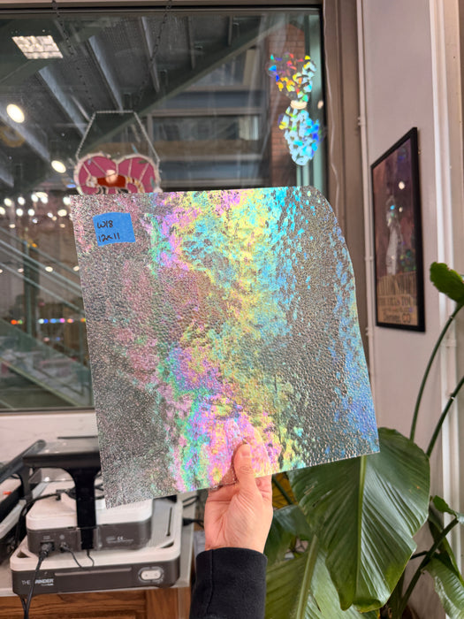 Dewdrop Clear Iridescent Wissmach Sheet Glass Colorado Glassworks 12x11in (WM-39254829)
