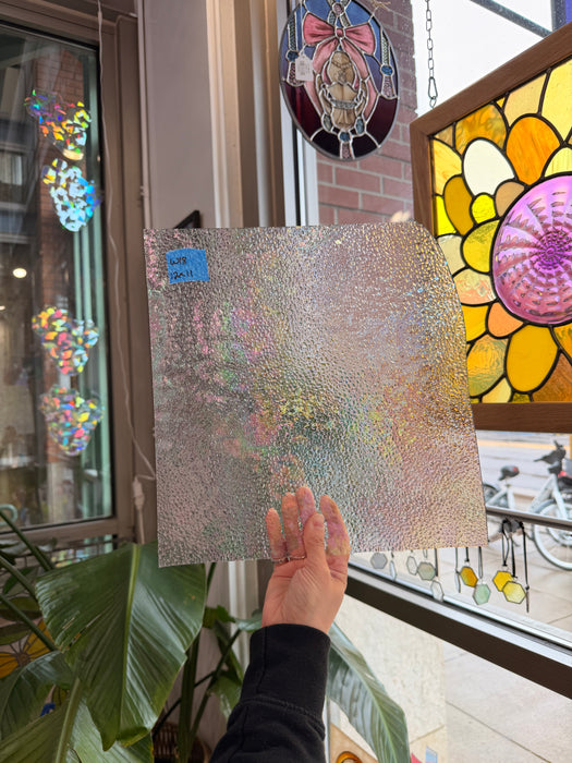Dewdrop Clear Iridescent Wissmach Sheet Glass Colorado Glassworks