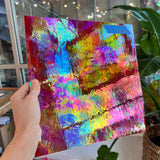 Rare Vintage Iridescent Red Spectrum Wispy Glass Sheet Glass Colorado Glassworks SP1838 (12x12in)