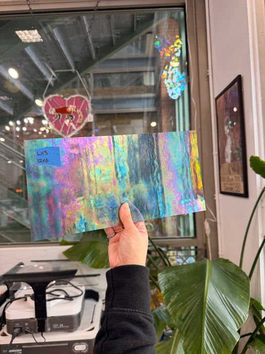 Periwinkle Cornflower Blue Iridescent Wissmach Fusible 96 COE (96-15 LUM) Sheet Glass Colorado Glassworks 12x6in (WM-43088685)