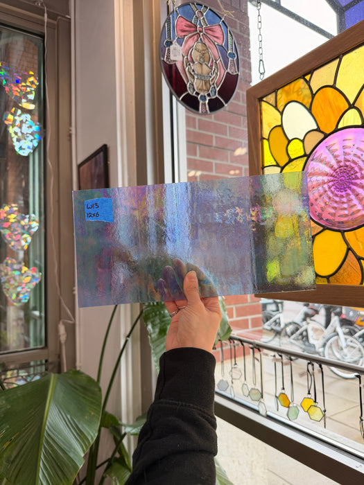 Periwinkle Cornflower Blue Iridescent Wissmach Fusible 96 COE (96-15 LUM) Sheet Glass Colorado Glassworks