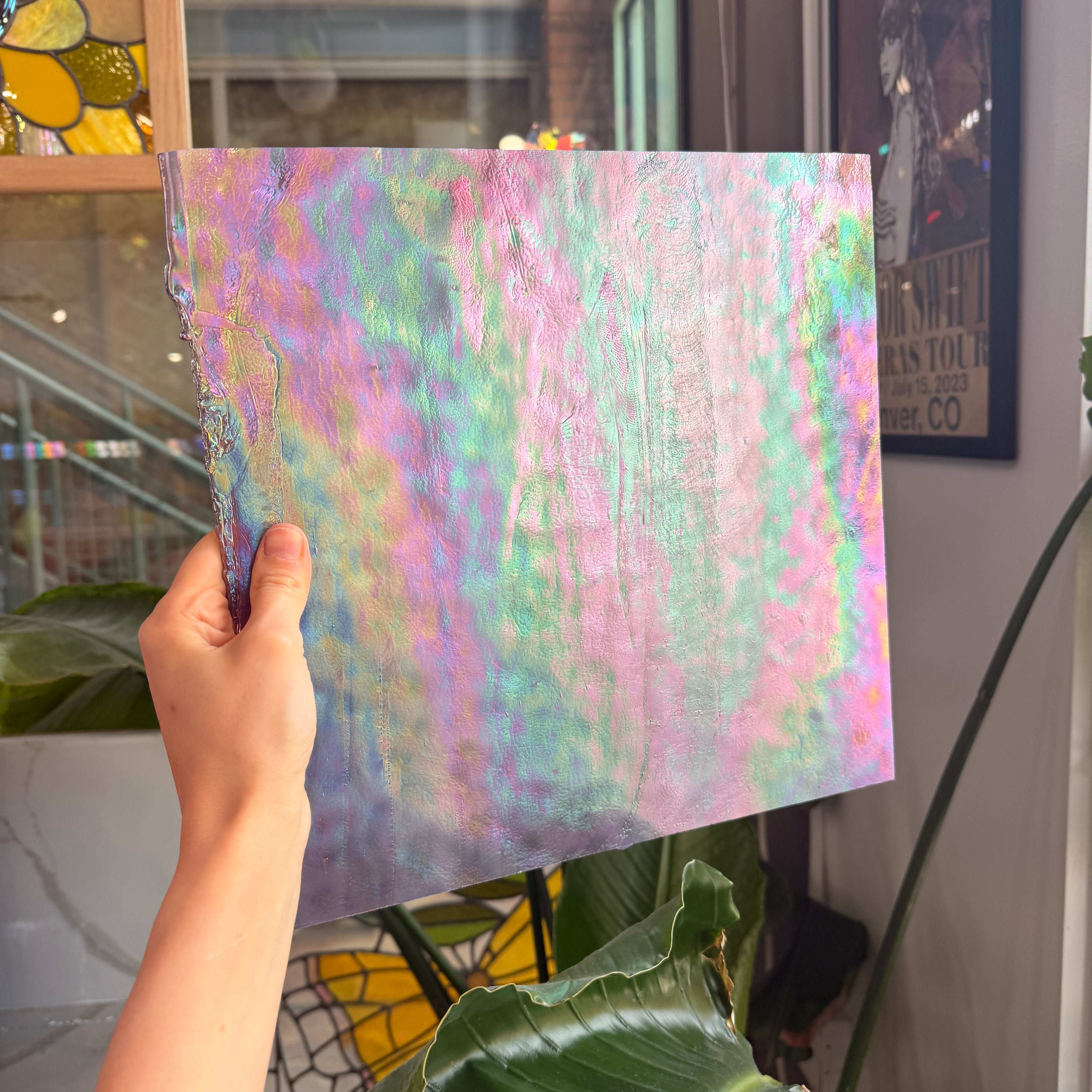 Lavender Luster Purple Iridescent Mottled Youghiogheny Sheet Glass