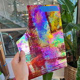 Rare Vintage Iridescent Red Spectrum Wispy Glass Sheet Glass Colorado Glassworks SP1837 (12x7in)