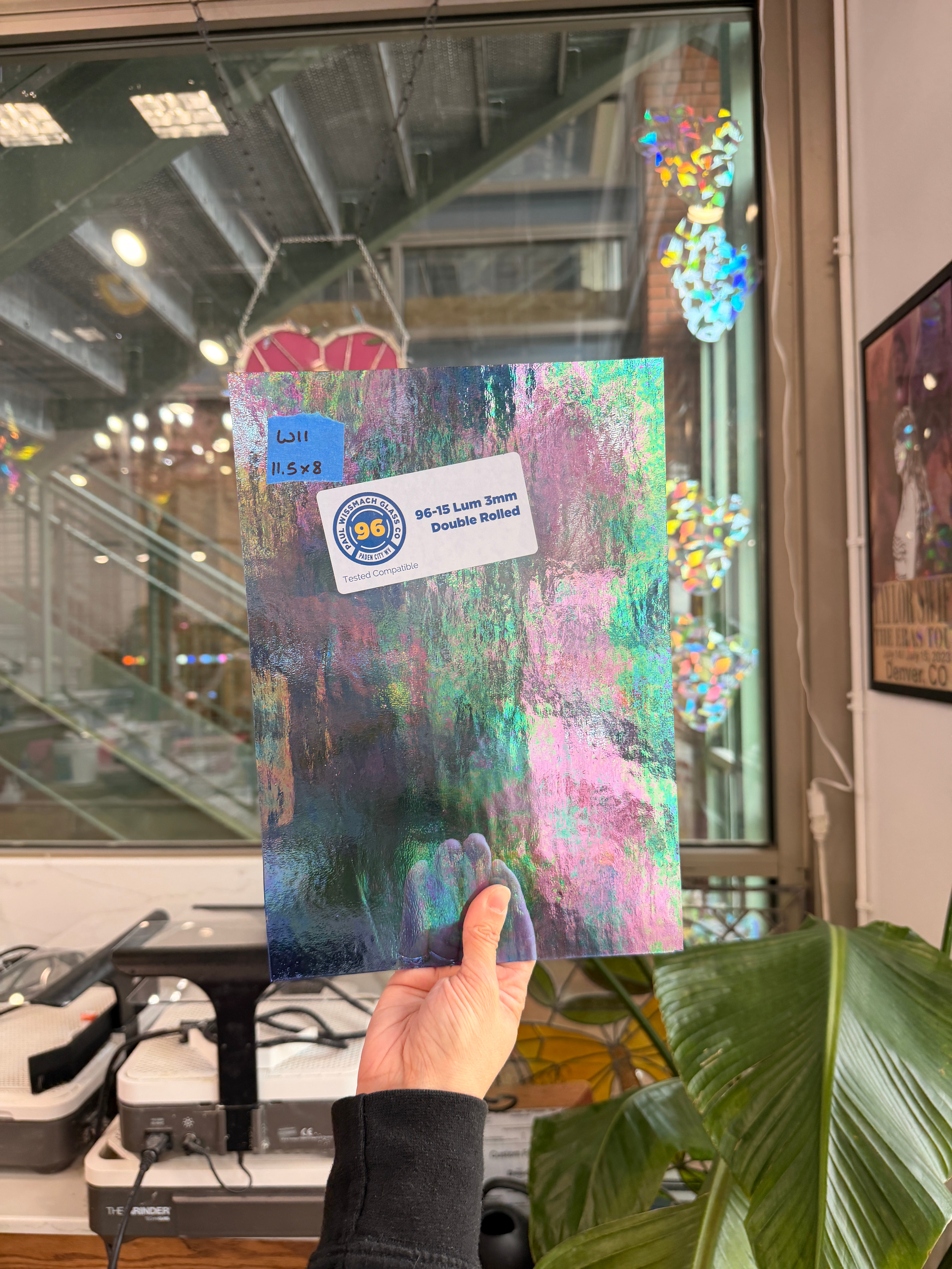 Periwinkle Cornflower Blue Iridescent Wissmach Fusible 96 COE (96-15 LUM) Sheet Glass Colorado Glassworks 11.5x8in (WM-43055917)