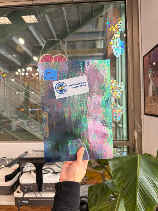 Periwinkle Cornflower Blue Iridescent Wissmach Fusible 96 COE (96-15 LUM) Sheet Glass Colorado Glassworks 11.5x8in (WM-43055917)