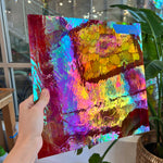 Rare Vintage Iridescent Red Spectrum Wispy Glass Sheet Glass Colorado Glassworks