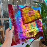 Rare Vintage Iridescent Red Spectrum Wispy Glass Sheet Glass Colorado Glassworks