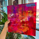 Rare Vintage Iridescent Red Spectrum Wispy Glass Sheet Glass Colorado Glassworks