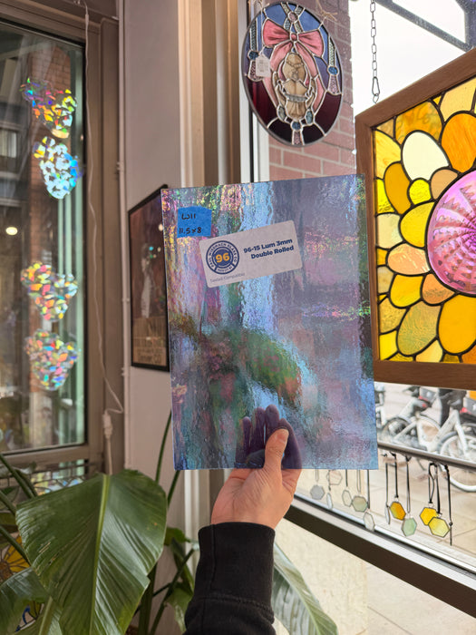 Periwinkle Cornflower Blue Iridescent Wissmach Fusible 96 COE (96-15 LUM) Sheet Glass Colorado Glassworks