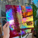 Rare Vintage Iridescent Red Spectrum Wispy Glass Sheet Glass Colorado Glassworks SP1835 (12x12in)
