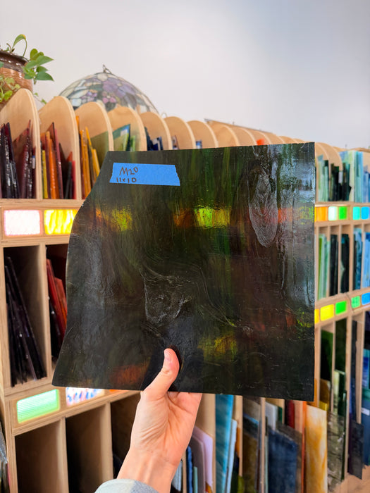 Dark Green Wispy and Brown Sheet Glass Colorado Glassworks