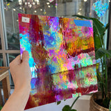 Rare Vintage Iridescent Red Spectrum Wispy Glass Sheet Glass Colorado Glassworks SP1834 (12x12in)