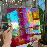Rare Vintage Iridescent Red Spectrum Wispy Glass Sheet Glass Colorado Glassworks SP1833 (12x12in)