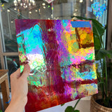 Rare Vintage Iridescent Red Spectrum Wispy Glass Sheet Glass Colorado Glassworks SP1833 (12x12in)