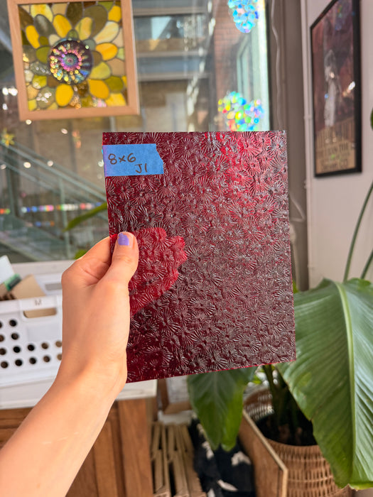 Red Florentine Wissmach Sheet Glass Wissmach Glass J1 (8x6in)