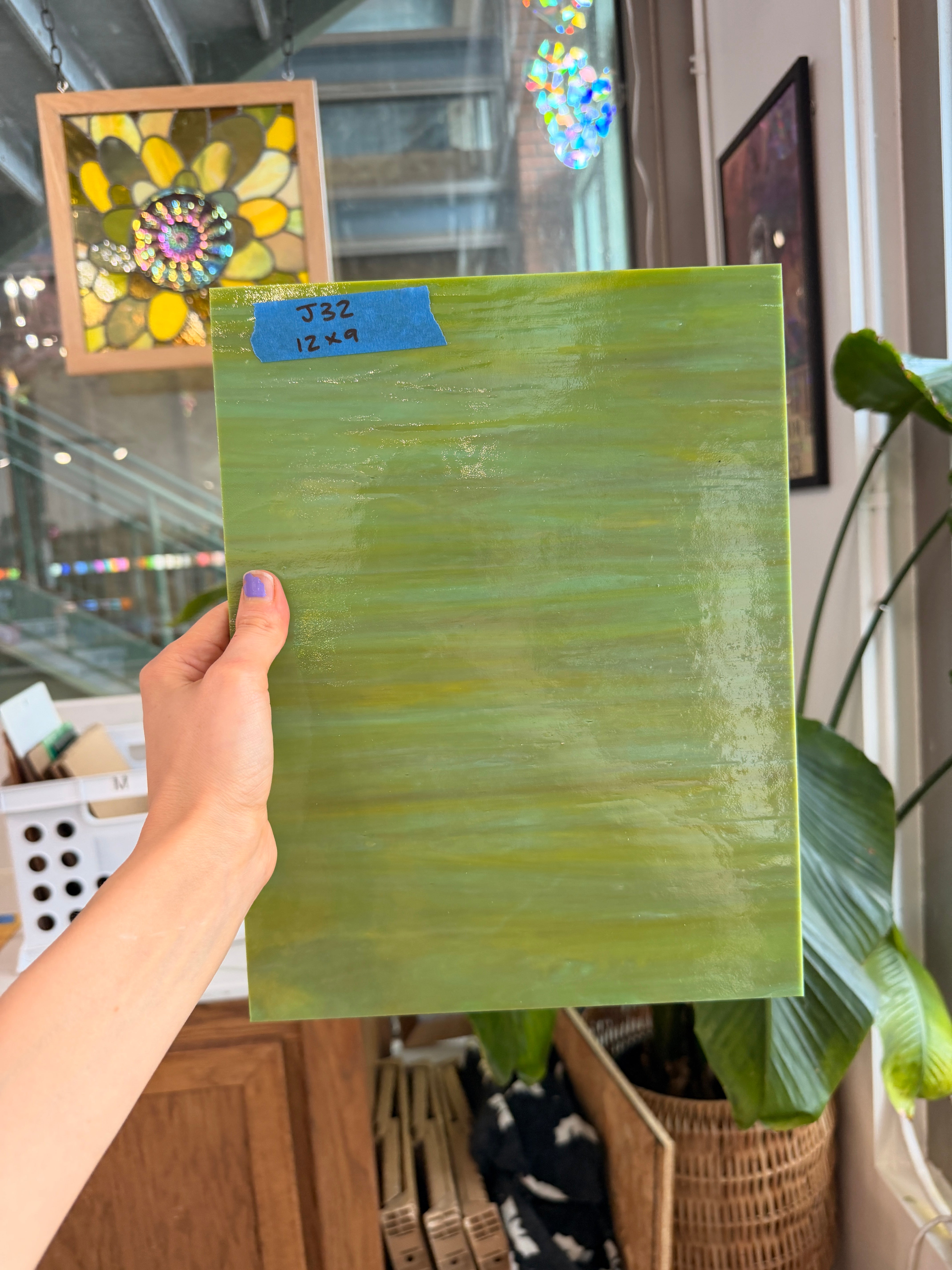 Avocado Opal Wissmach Fusible 96 COE Fusible Sheet Glass Wissmach Glass