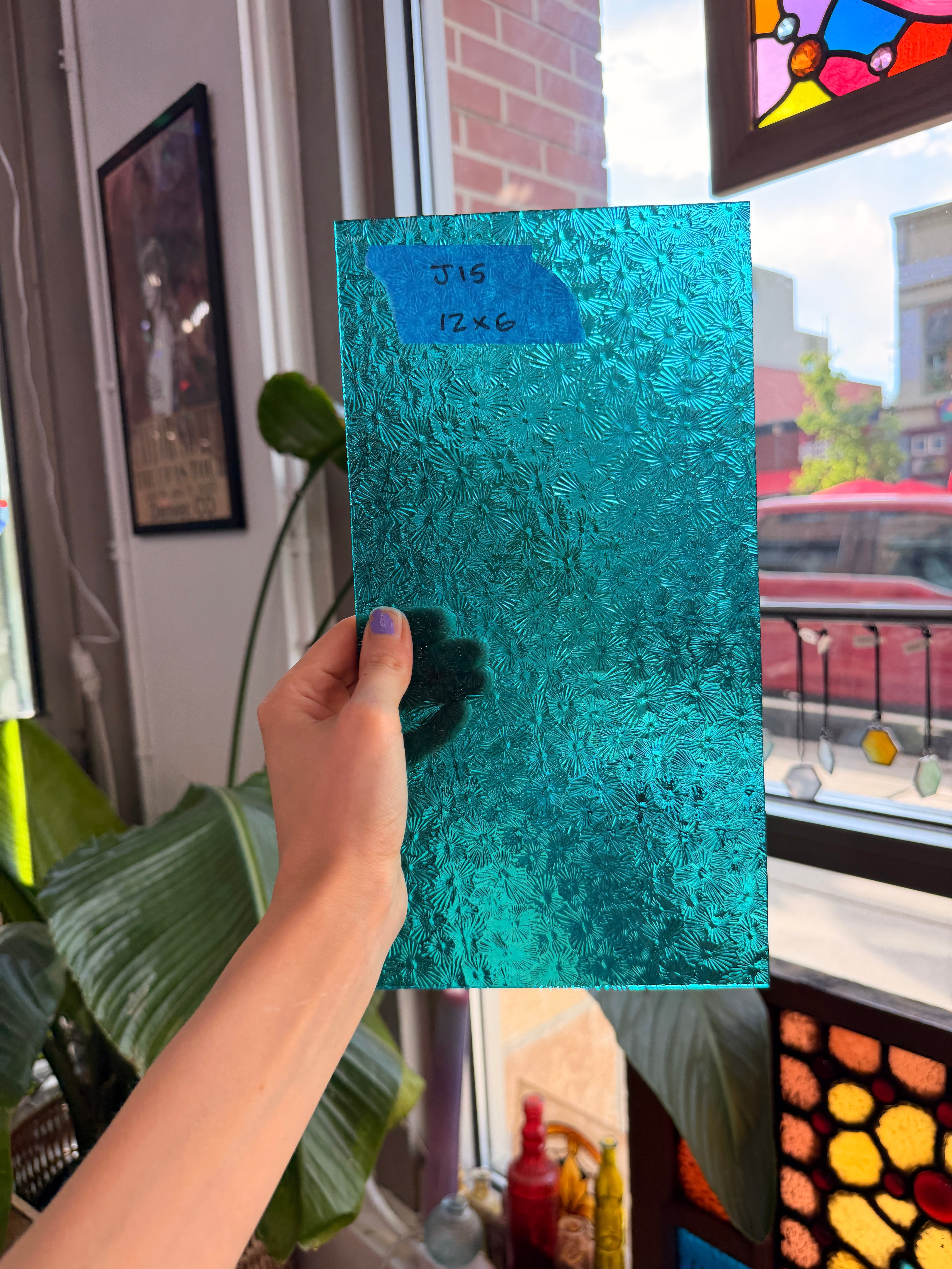 Teal Florentine Wissmach Sheet Glass Wissmach Glass J15 (12x6in)