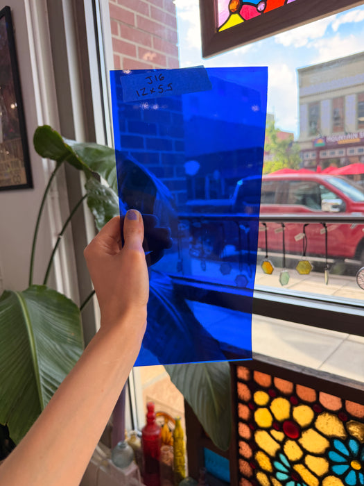 Dark Blue Transparent Oceanside Fusible 96 COE Fusible Sheet Glass Oceanside Glass