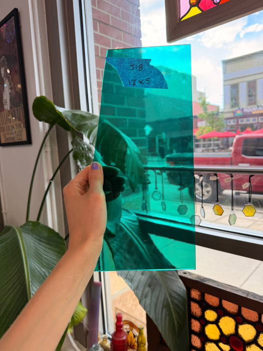 Teal Transparent Oceanside Fusible 96 COE Fusible Sheet Glass Oceanside Glass