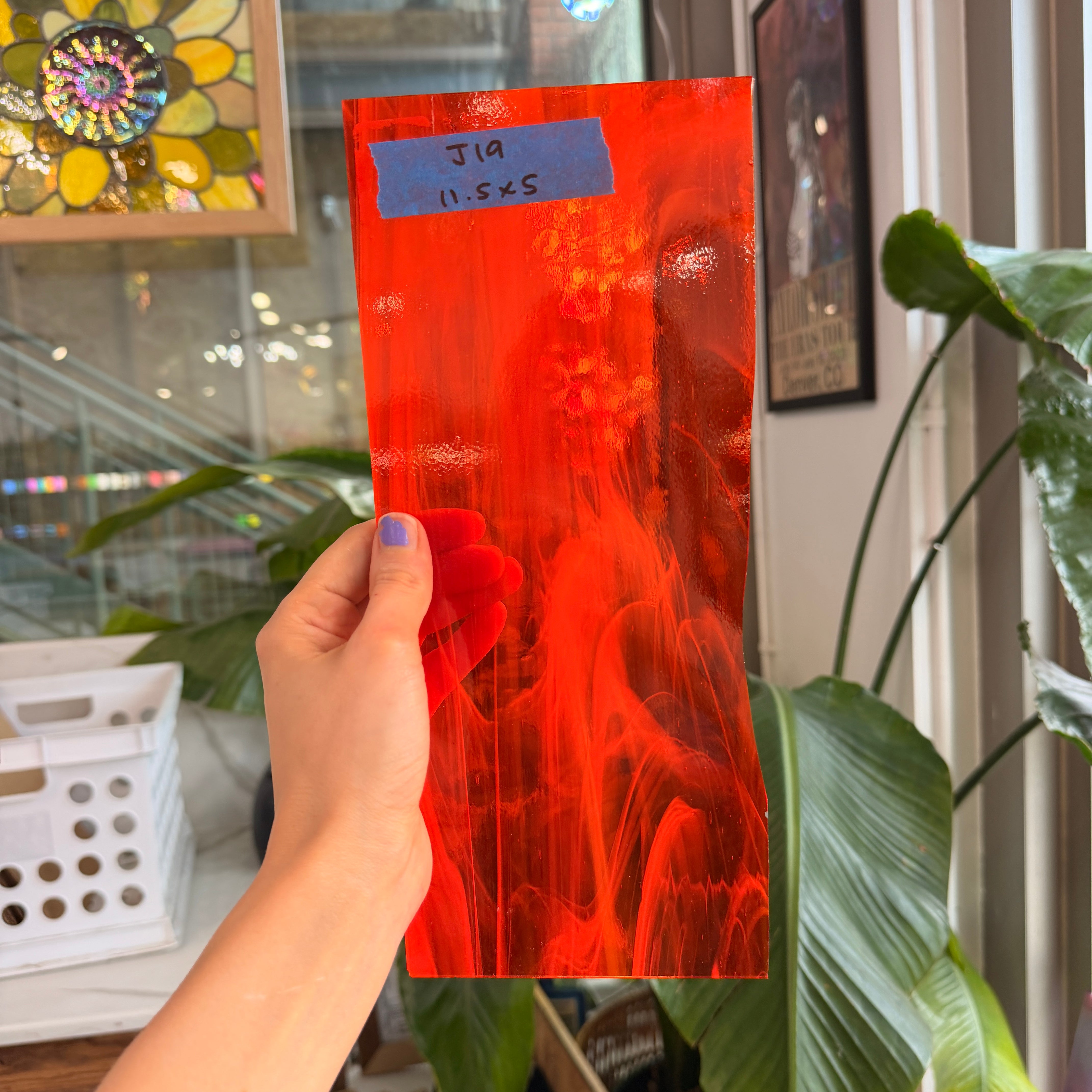 Orange White Wispy Oceanside Fusible 96 COE Fusible Sheet Glass Oceanside Glass