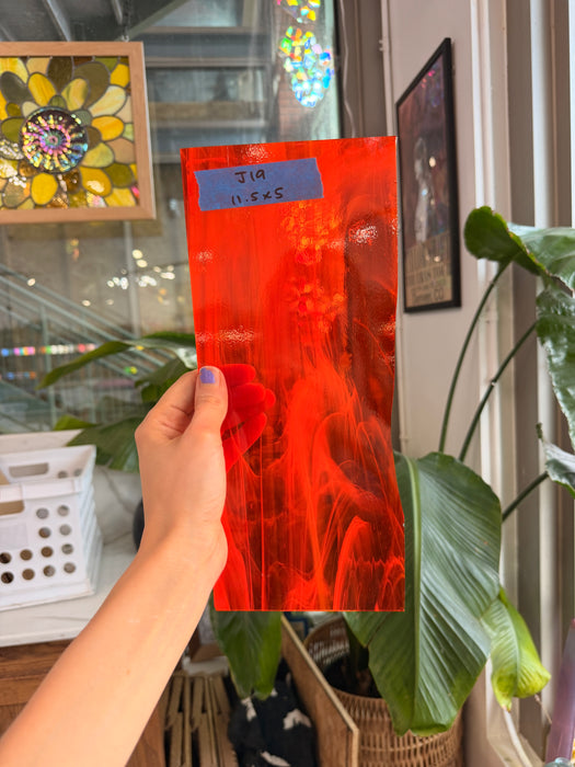 Orange White Wispy Oceanside Fusible 96 COE Fusible Sheet Glass Oceanside Glass