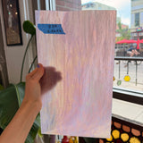 Mauve Iridescent Wispy Swirl Wissmach Sheet Glass Wissmach Glass 12.5x7.5in score line accounted for (WM-70291501)