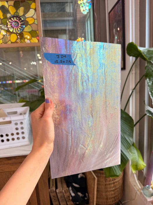Mauve Iridescent Wispy Swirl Wissmach Sheet Glass Wissmach Glass