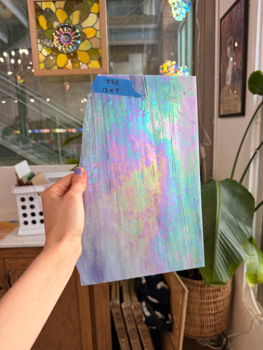 Mauve Iridescent Wispy Swirl Wissmach Sheet Glass Wissmach Glass J25 (12x7in)